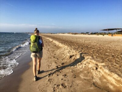 Lonely beach walk